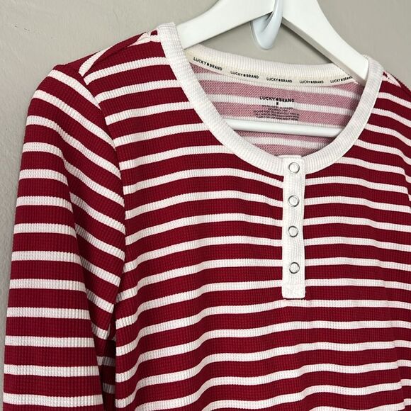 Lucky Brand Waffle Stretchy Red/White Stripe Pajama Set - Picture 5 of 11